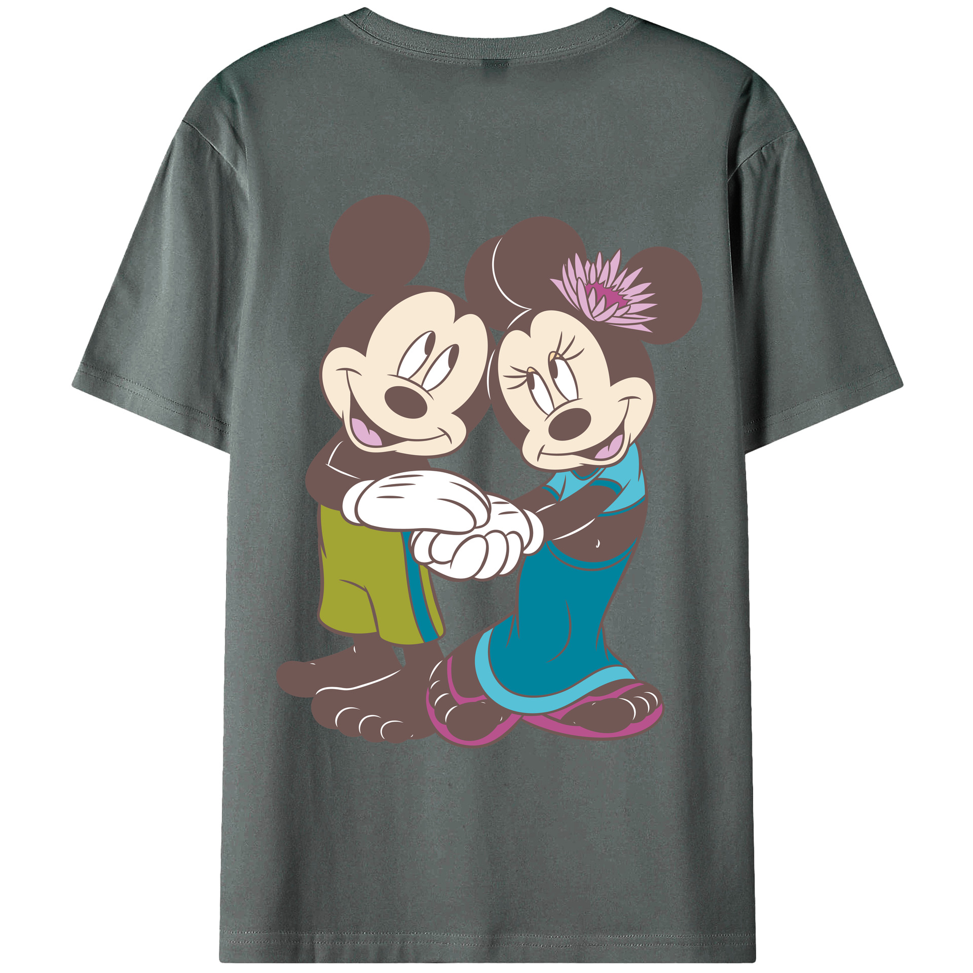 （画像用） ミッキーマウス Mickey Mouse 綿100％ メンズ半袖Tシャツ（バックプリント） 通気性